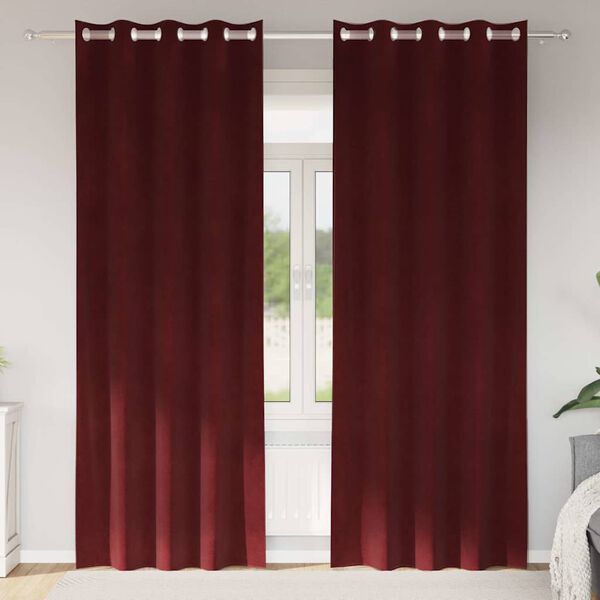 vidaXL Zatemnitvene zavese 2 pcs Vinorodna rdeča 140 x 225 cm Žamet