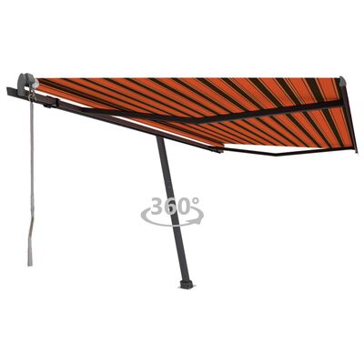 vidaXL Prostostoječa avtomatska tenda 450x300 cm oranžna/rjava
