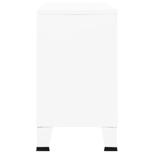 vidaXL Komoda bela 105x35x62 cm kovina in steklo