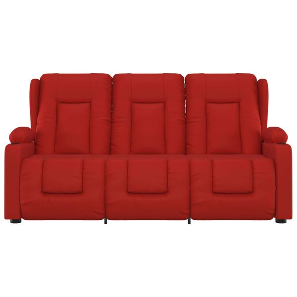 vidaXL Masažni trosed z držali za skodelico vinsko rdeče umetno usnje