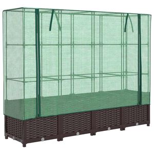 vidaXL Visoka greda s prevleko za rastlinjak videz ratana 160x40x138cm