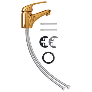 vidaXL Mešalna armatura za umivalnik zlata 13x10 cm