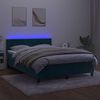 vidaXL Box spring postelja z vzmetnico LED temno modra 140x190cm žamet