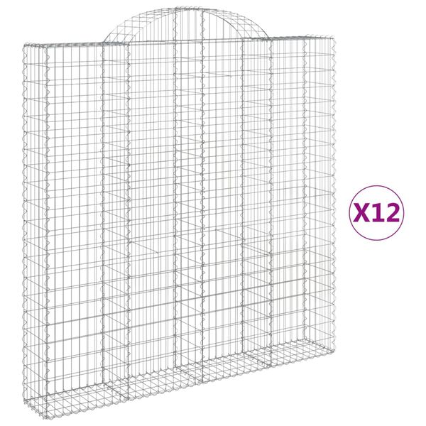 vidaXL Obokane gabion ko&scaron;are 12 kosa 200x30x200/220cm pocinkano železo
