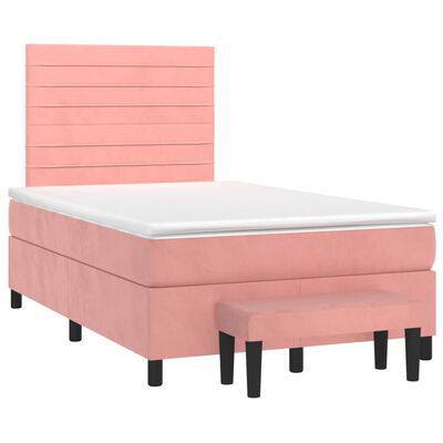 vidaXL Box spring postelja z vzmetnico roza 120x200 cm žamet