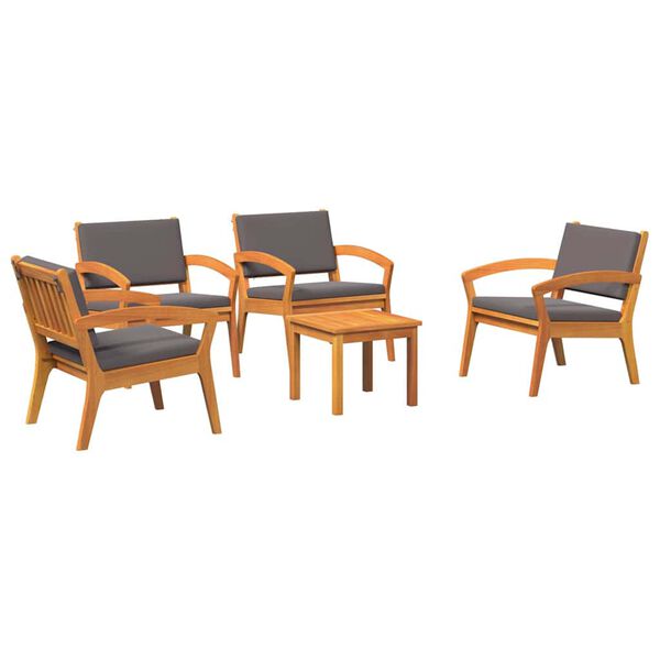 vidaXL Bistro komplet z blazino 5 pcs Rjava Poliester
