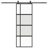 vidaXL Drsna vrata z opremo črna 76x205 cm kaljeno steklo