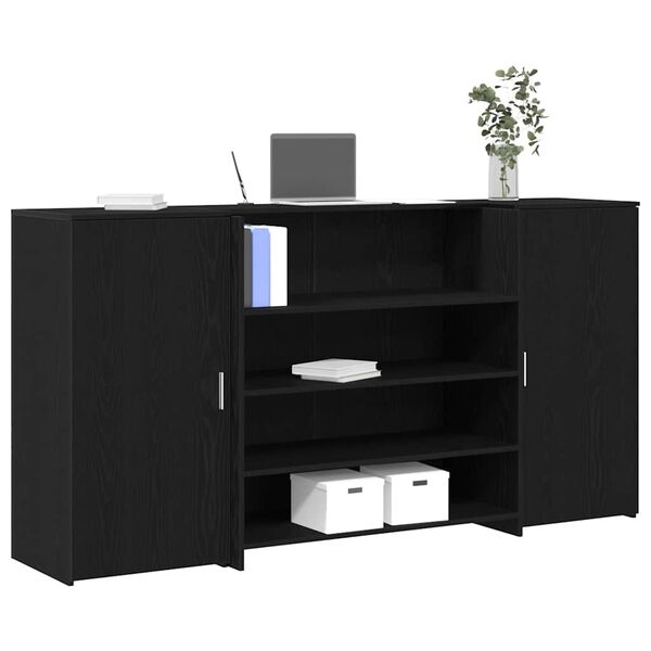 vidaXL Recepcijska miza črn hrast 200x50x103,5 cm inženirski les