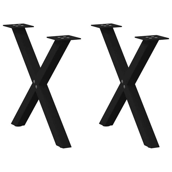 vidaXL Noge za klubsko mizico v obliki črke X, 2 kosa, črne, 60 x (42-43) cm, jeklo