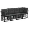 vidaXL Zunanja garnitura za sedenje z blazino 4 pcs Črna Poliester