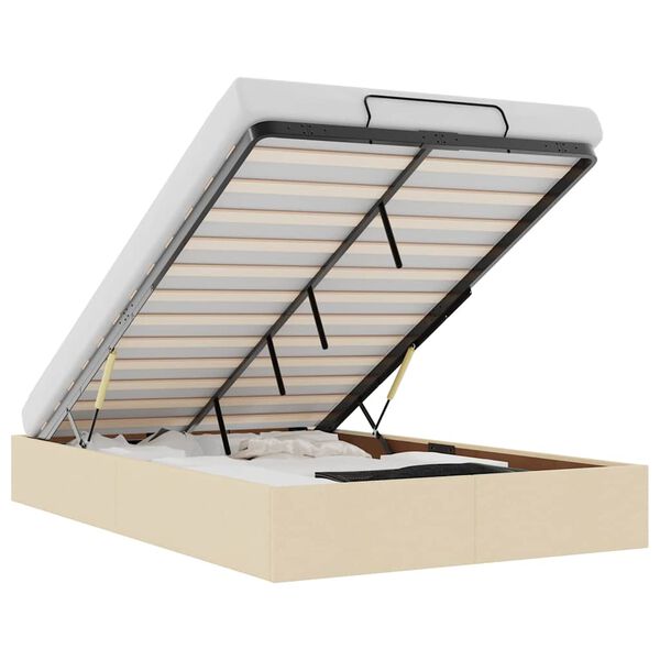 vidaXL Otomanski posteljni okvir brez vzmetnice krem 120x190 cm blago