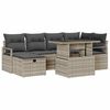 vidaXL Vrtna sedežna garnitura z blazino 7 pcs Svetlo siva Poly ratan