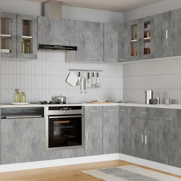 vidaXL Viseča steklena omarica &ldquo;Lyon&rdquo; betonsko siva 60x31x60cm