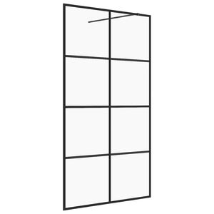 vidaXL Pregrada za tu&scaron; s prozornim ESG steklom 90x195 cm črna