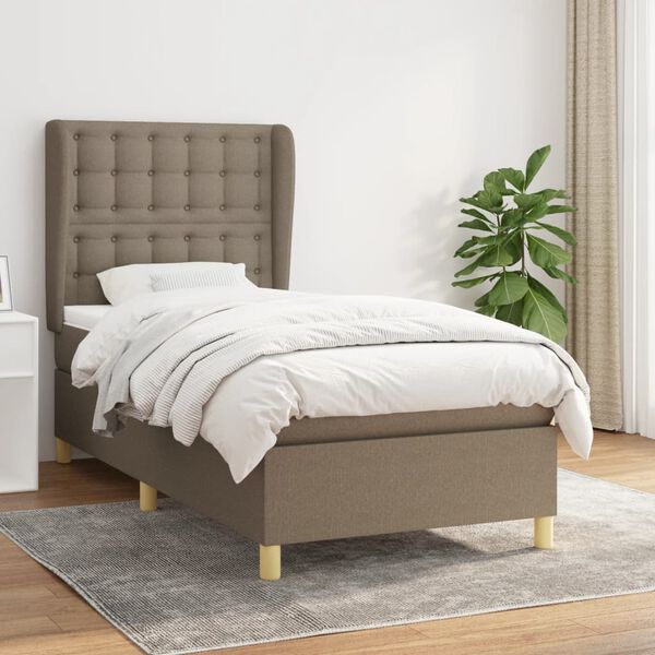 vidaXL Box spring postelja z vzmetnico taupe 80x200 cm blago