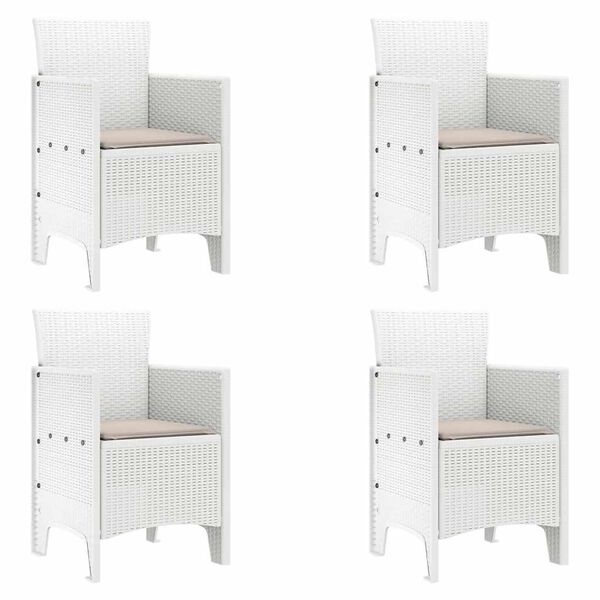 vidaXL Komplet za jedilnico v vrtu 5 pcs Bela Polt rattan