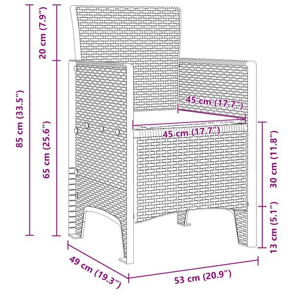 vidaXL Komplet za jedilnico v vrtu 13 pcs Antracit Polt rattan