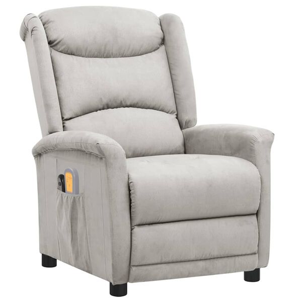 vidaXL Električni masažni stol svetlo siva tkanina iz mikrovlaken