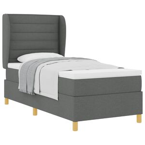 vidaXL Postelja z vzmetnico z vzmetnico Temno siva 200 x 80 cm blago