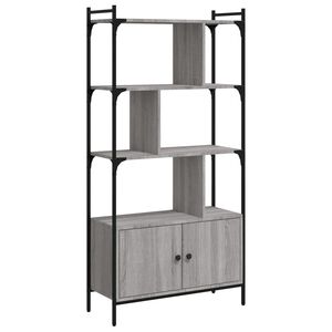 vidaXL Knjižna omara z vrati siva sonoma 76,5x30x154,5 cm inž. les