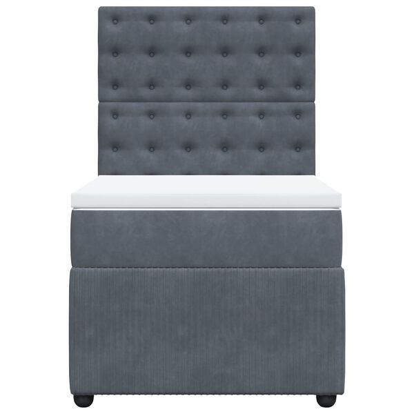 vidaXL Box spring postelja z vzmetnico temno siva 90x200 cm žamet