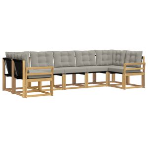 vidaXL Zunanja garnitura za sedenje 7 pcs Bela in svetlo siva