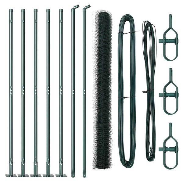 vidaXL Steber ograje. Zelena 10 x 1,5 m (36 mm mreža) Jeklo in PVC