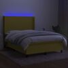 vidaXL Box spring postelja z vzmetnico LED zelena 140x200 cm blago