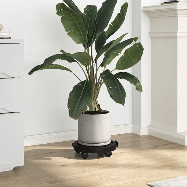 vidaXL Vozički za rastline s kolesi 5 kosov premer 30 cm črn 170 kg