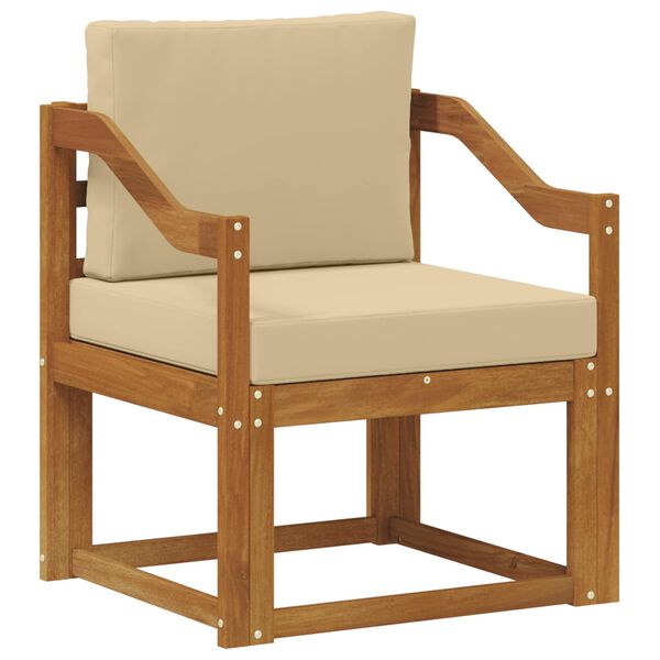 vidaXL Zunanji kavč Masivno akacijevo les in poliester Naravna