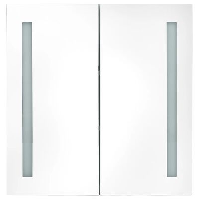 vidaXL LED kopalniška omarica z ogledalom bela in hrast 62x14x60 cm