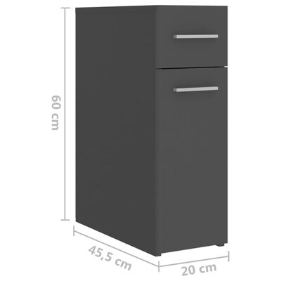 vidaXL Lekarniška omara siva 20x45,5x60 cm iverna plošča