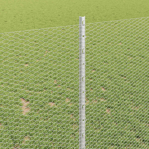 vidaXL Ograja s stebrom srebrna 1 x 100 m Jeklo