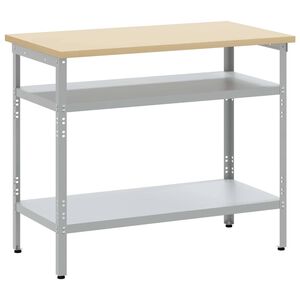 vidaXL Delovna miza s polico Siva in bež 100 x 55 x 85 cm Jeklo