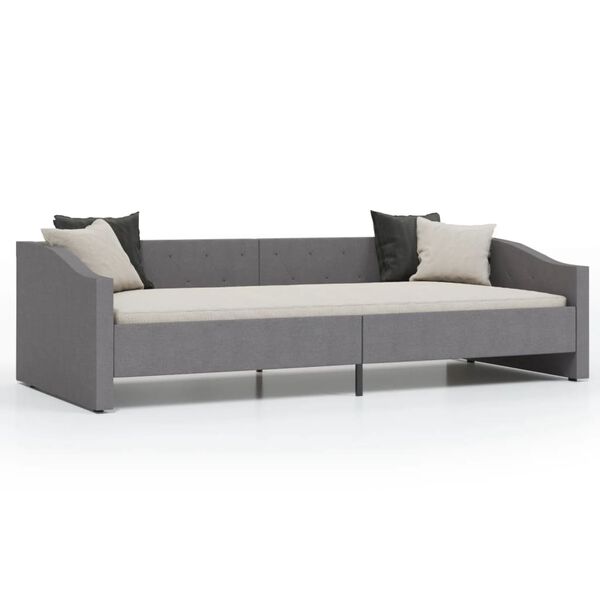 vidaXL Dnevna postelja USB svetlo sivo blago 90x200 cm