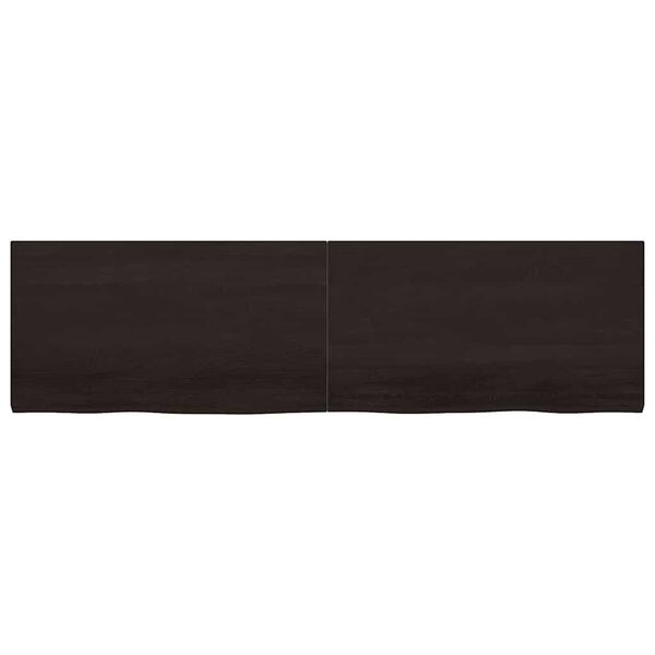 vidaXL Stenska polica temno rjava 220x60x(2-4) cm trdna hrastovina