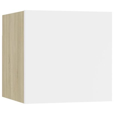 vidaXL Nočna omarica bela in sonoma hrast 30,5x30x30 cm iverna plošča