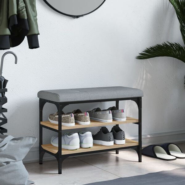 vidaXL Klop za čevlje sonoma hrast 62x32x47 cm inženirski les