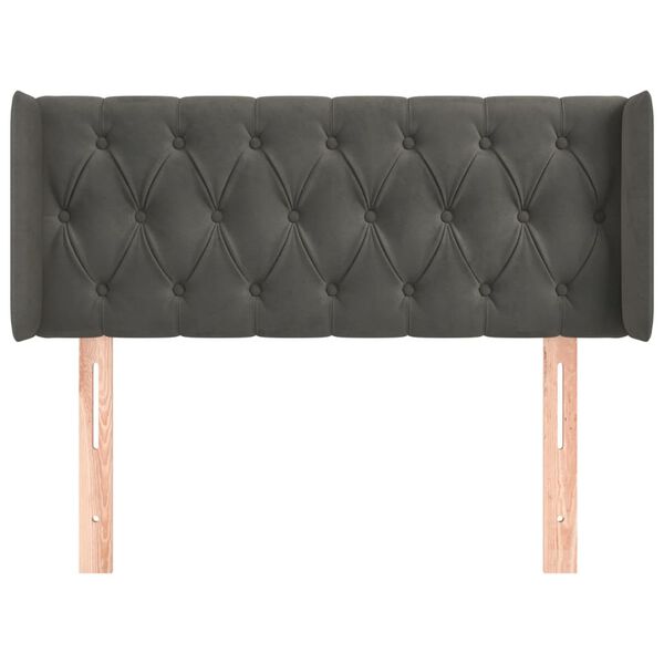 vidaXL Vzglavje z ušesi temno sivo 103x16x78/88 cm žamet
