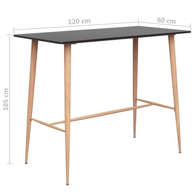 vidaXL Barska miza črna 120x60x96 cm