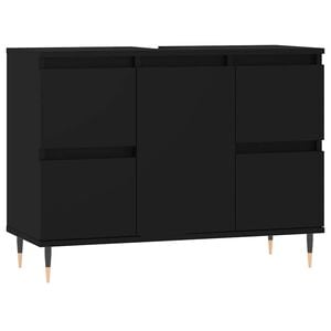 vidaXL Kopalni&scaron;ka omarica črna 80x33x60 cm inženirski les