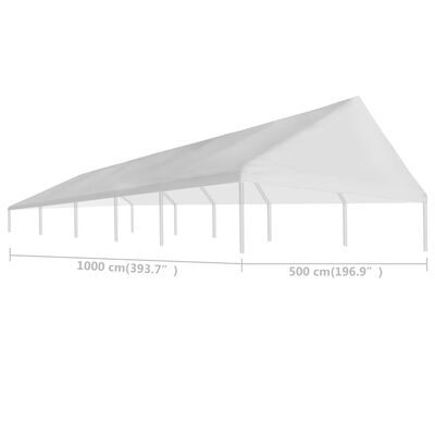 vidaXL Streha za šotor za zabave 5 x 10 m bela