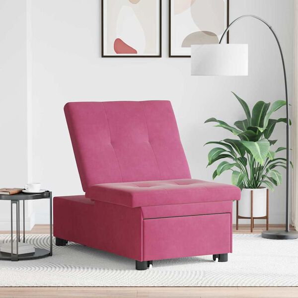 vidaXL Sofa postelja Vinorodna rdeča 194 x 67 x 82 cm Žamet