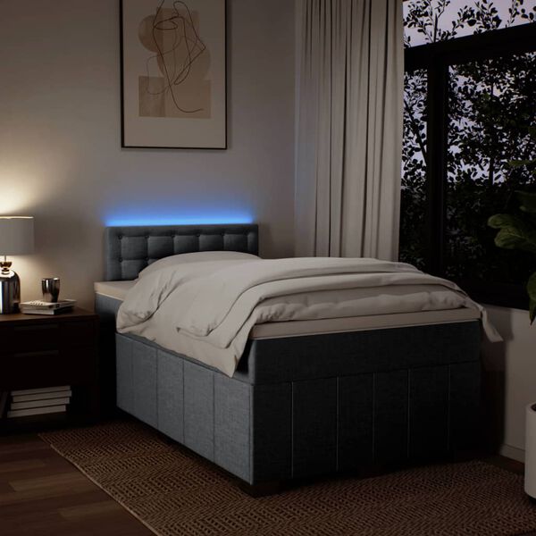 vidaXL Boxspring postelja z vzmetnico svetlo siva 120x190 cm blago