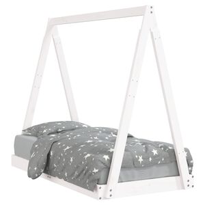 vidaXL Otro&scaron;ki posteljni okvir bel 70x140 cm trdna borovina