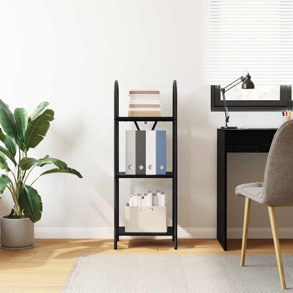 vidaXL Knjižna polica Črna Orehovina 40 x 30 x 109 cm Konstruiran les