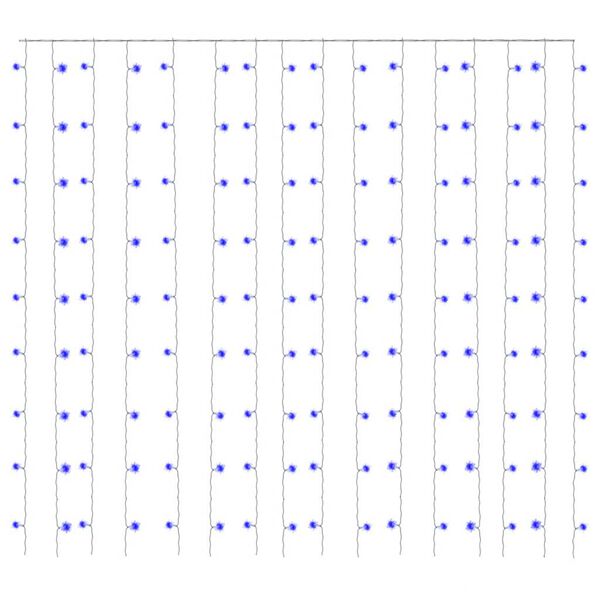 vidaXL LED svetlobna zavesa 3x3 m 300 LED lučk modra 8 funkcij