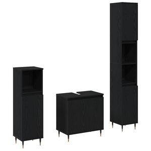 vidaXL Komplet pohi&scaron;tva za kopalnico z vrati 3 pcs Črna Orehovina