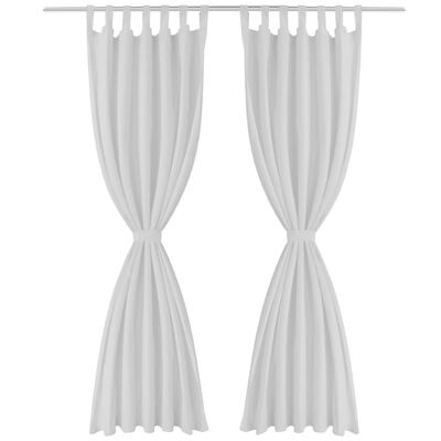 2 kosa belih satenasih zaves z obročki 140 x 245 cm