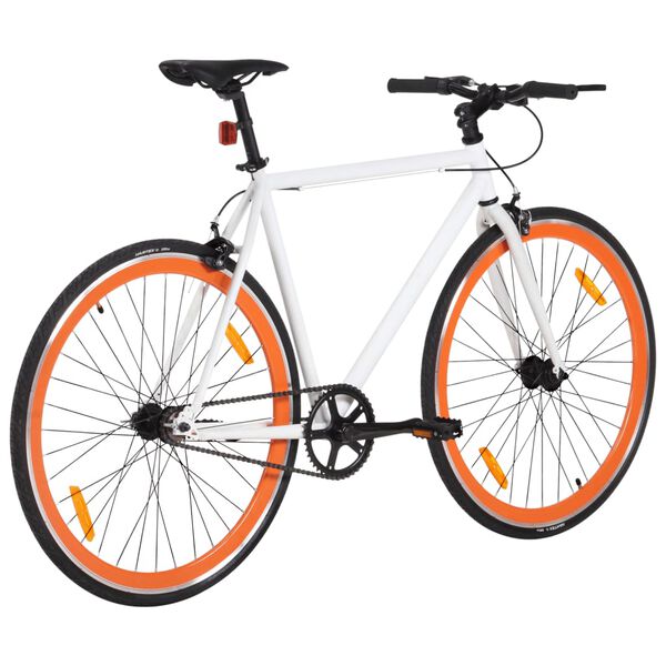 vidaXL Kolo z eno prestavo belo in oranžno 700c 59 cm
